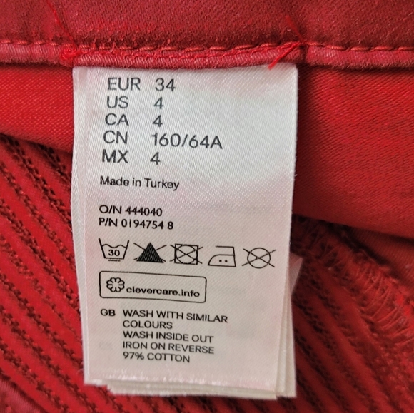 Isabel Marant EToile Pelona Biker Pants Moto Skinny Jeans Red waxed H&M - Picture 10 of 12